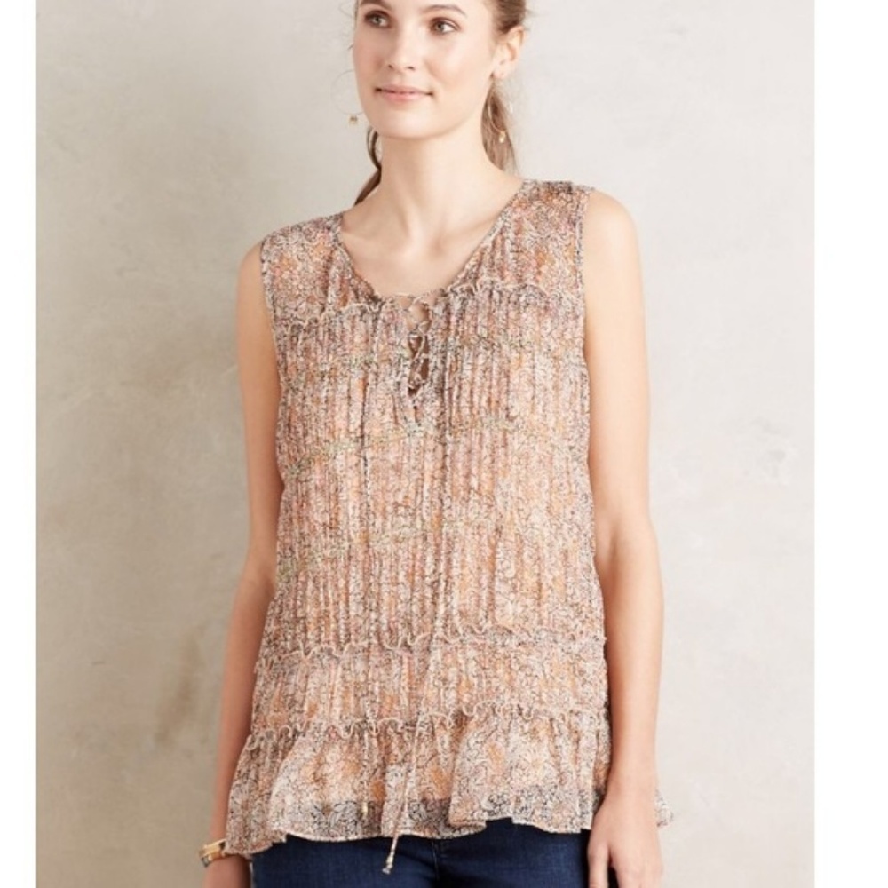 Antropolofie floreat calla lace up tank 2